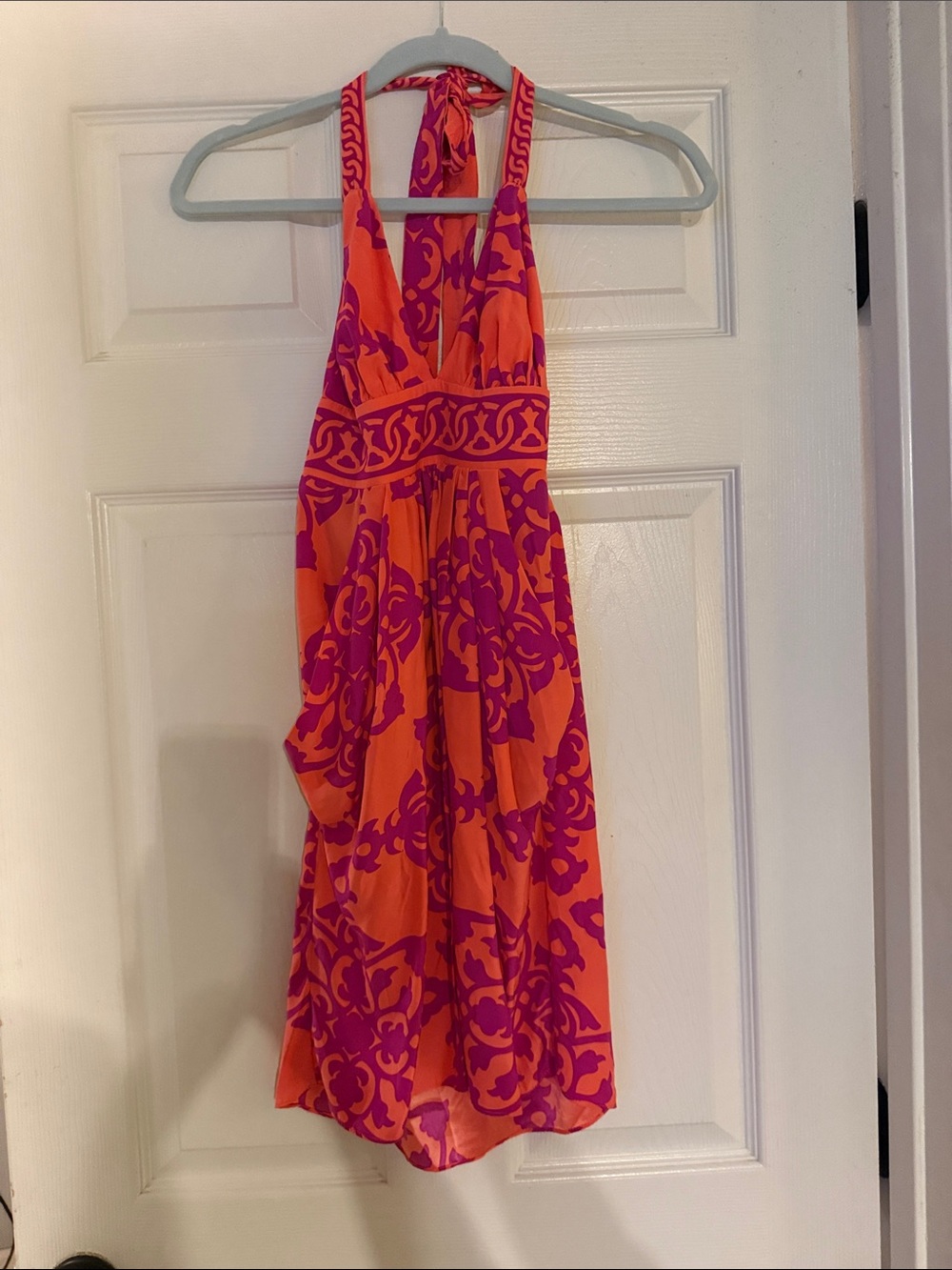 Alice & Trixie Orange and Fuchsia Halter Dress